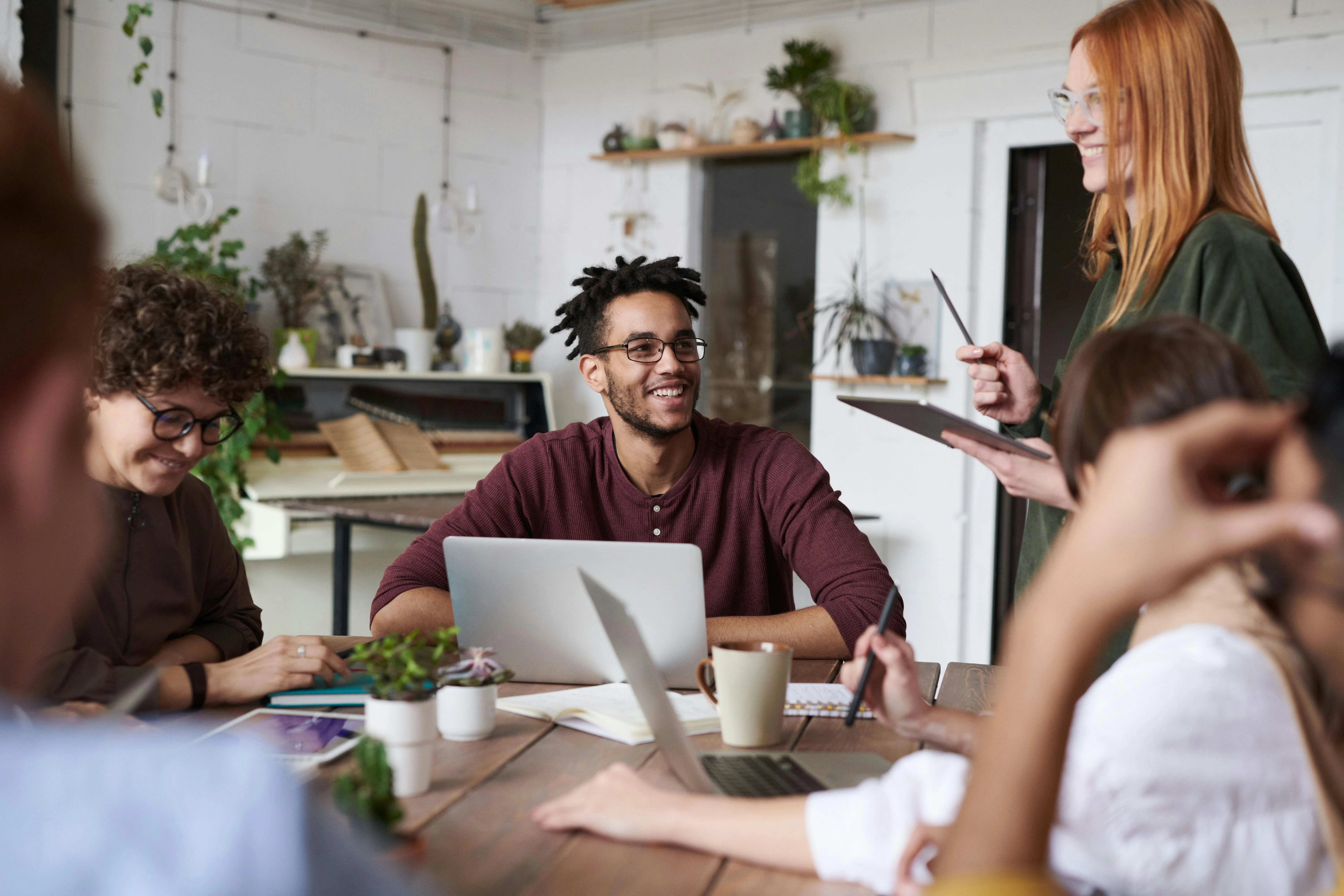 group of business people talking